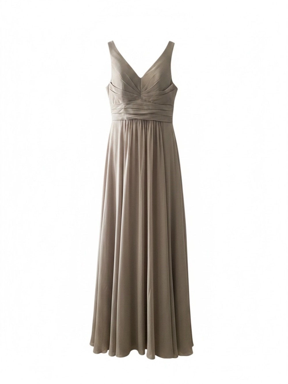 Bridesmaids V-Neck Taupe Chiffon Evening Dress - Great for Fall wedding!
